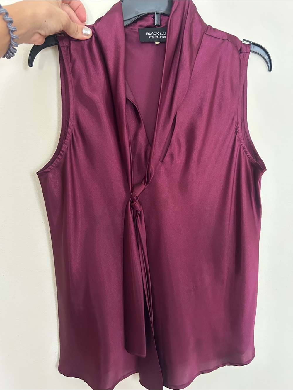 Evan Picone Sleeveless Tie-Neck Blouse in Wine